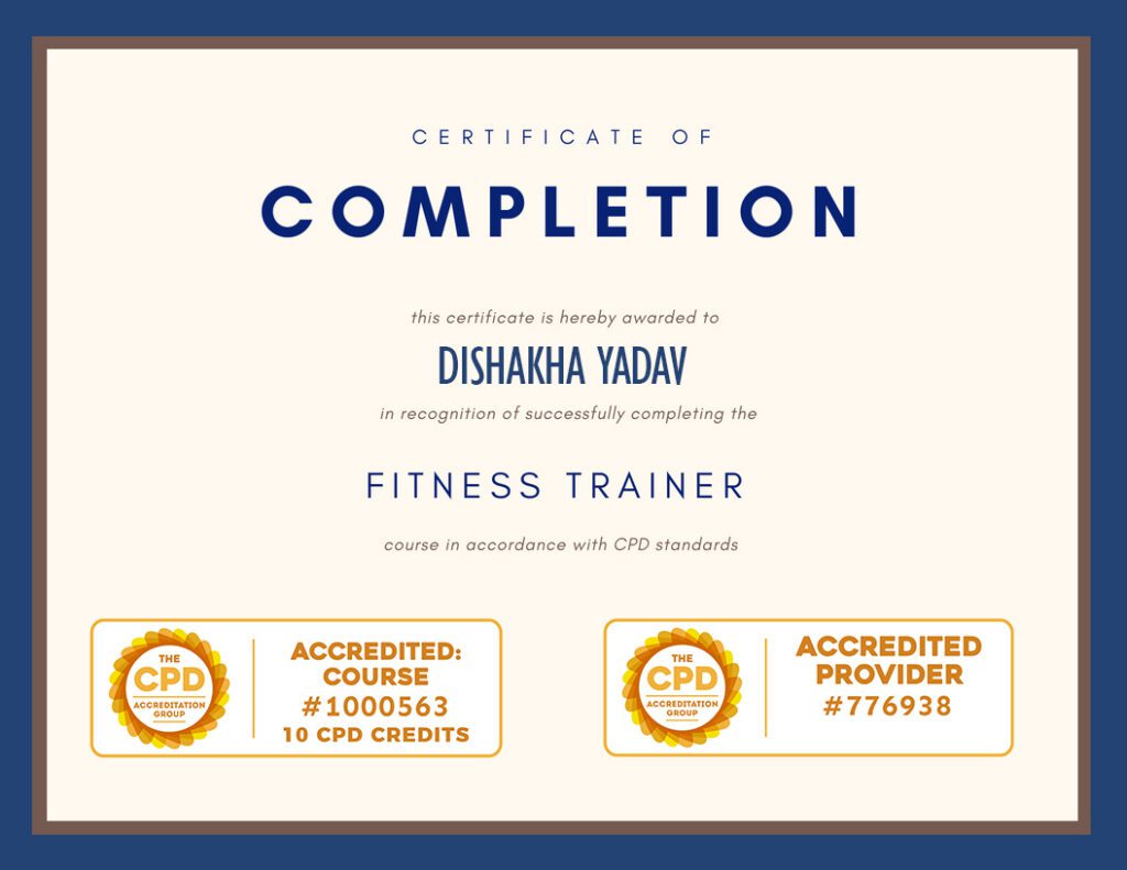 CPD certified personal trainer certificate- dishakha yadav