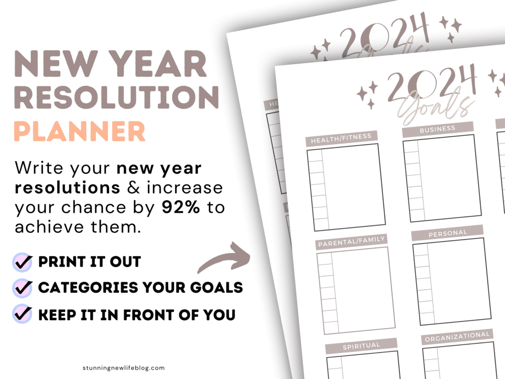 new year resolution planner- free download printable
